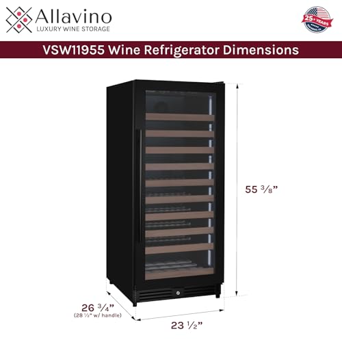Image of Allavino Reserva Series 119 Bottle 55 inch Semi Tall Single Zone Right Hinge Black Metal Wine Refrigerator