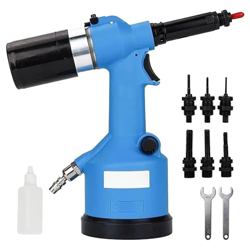 Eiwitany Remachadora neumática-hidráulica de Alta Resistencia con tensión de Trabajo de 19,1 kN, Kit de remachado automático Que Incluye 6 boquillas Diferentes.