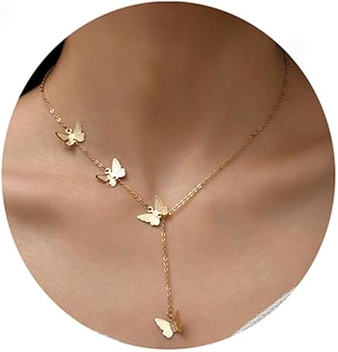 Miniatura 1 de Atiptu Gargantilla de mariposa dorada para mujer, gargantilla de clavícula, cadena en capas, colgantes, accesorios para el cuello, joyería de moda