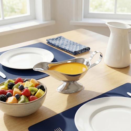 NOLITOY 2Pcs Stainless Steel Gravy Boat 5oz Sauce Jug Pitcher Bowl with Handle Spout for Salad Dressing Syrup Milk Broth Meat Curry Thanksgiving Holiday Dinner Picnic Restaurant Dispenser 17x8cm - Image 6