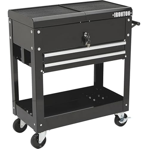 Ironton 28in. 2-Drawer Rolling Tool Cart, 350-Lb., Locking Drawers