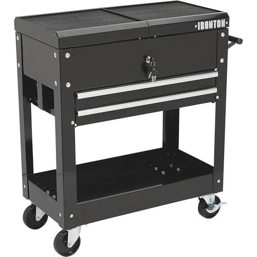 Ironton 28in. 2-Drawer Rolling Tool Cart, 350-Lb., Locking Drawers