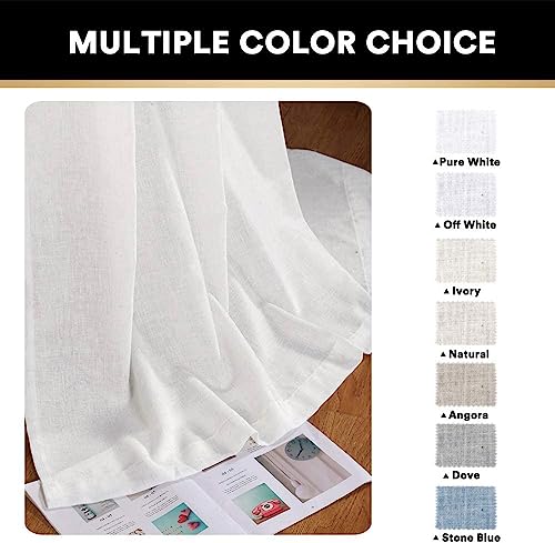 Natural Linen Blended Curtains Window Treatments Panels For Living Room Grommet Top Light Filtering Drapes Privacy Added Linen Textured Curtains, 2 Panels (Off White, 52" W X 96" L) #TOP4