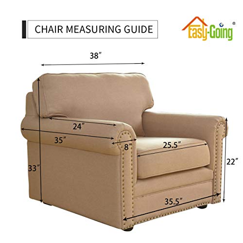Image of Easy-Going Fleece Stretch Sofa Slipcover Spandex Non-Slip Soft Couch Sofa Cover, Washable Furniture Protector with Anti-Skid Foam and Elastic Bottom for Kids, Pets(Chair, Brown)