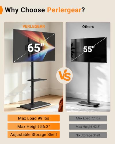 Image of Perlegear Standing Floor TV Stand for 32-65 inch TVs up to 99 lbs