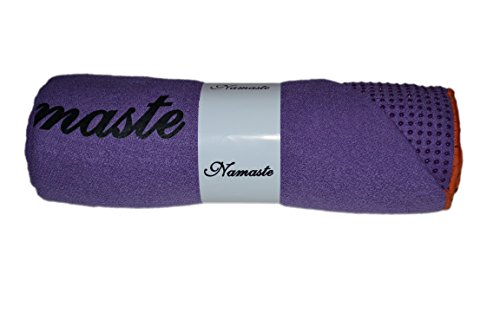 Namaste Skidless Premium Mat-Size Yoga Towel with Non Slip Grip;Exercise,Fitness,Pilates,and Yoga Gear; (Violet) Come with a Bag and a Hand Towel until Supplies Last