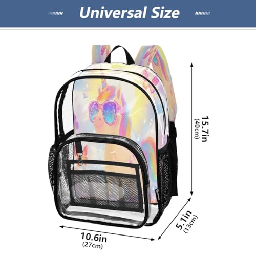 ALAZA Unicorn Butterfly Bubble Animal Clear Backpack PVC Transparent Bookbag Heavy Duty for Student Boy Girl Kids Adult School Travel Work4