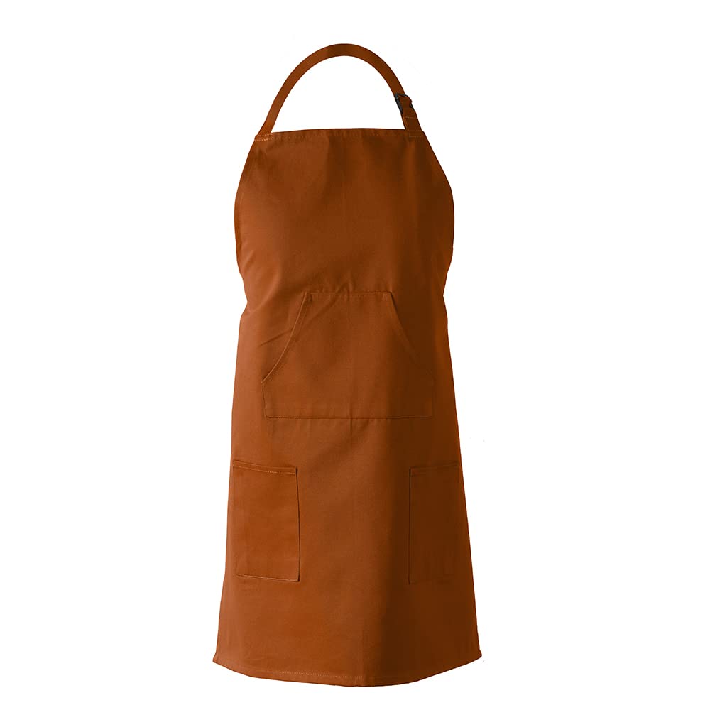HPD Half Price Drapes Aprons for Men Women with Large Pockets Adjustable Unisex PRTW-S01-AP Solid Cotton, 27 X 34 Inch, Bombay Rust