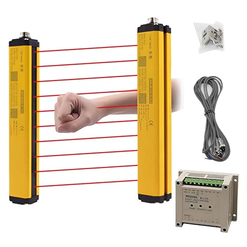 CGOLDENWALL Safety Light Curtains Safety Protection Sensor Light Screen Beam Pitch 40mm, Beams 10, Protection Height 360mm, Total Height 430mm with Controller and Cable