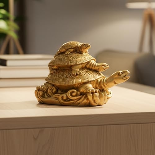 Image of ZAICUS Feng Shui Turtle Showpiece for Home Decor | Golden Tortoise Statue | Wealth, Prosperity & Good Luck | Vastu Decorative Figurine for Office Desk, & Gifting