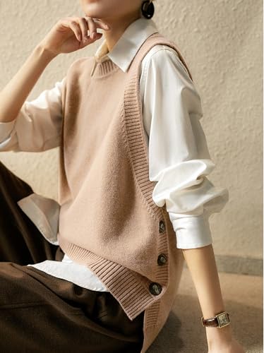 ZUEVI Women’s Sweater Vest Round Neck Knit Pullover Vests Trendy Classic Sleeveless Pullover Sweaters Tops4