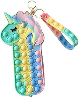 jiuhao Pop Push It Pencil Case,Silicone Unicorn Pencil Box Simple Sensory Bubble Storage Bag for Office Stationery Organizer Fidget Toy,Poppet Pencil Case for Girls,Kids,School Students Season Gifts