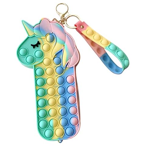 jiuhao Pop Push It Pencil Case,Silicone Unicorn Pencil Box ​Simple Sensory Bubble Storage Bag for Office Stationery Organizer Fidget Toy,Poppet Pencil Case for Girls,Kids,School Students Season Gifts Cover