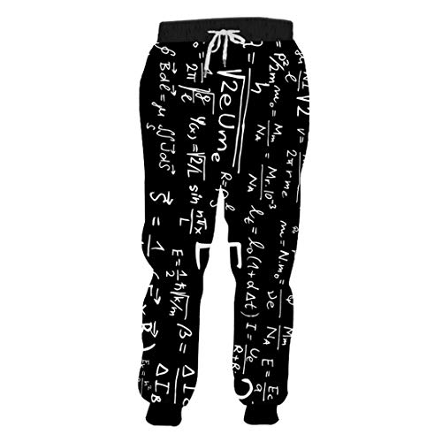 Kanpcelns Lange lustige 3D Sweatpants Tafel Formel Druck Hip Hop Übergröße Frühlingshose, Tafel-Formel., 34-37 Cover