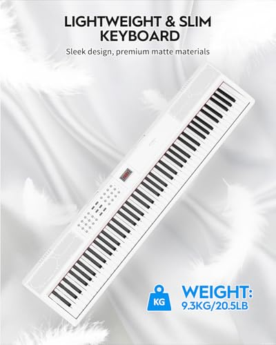 Image of STRICH 88 Keys Weighted Keyboard Piano with Stand & Sustain Pedal, Hammer-Action Digital Piano, Full-size Electric Piano Keyboard Supports USB-MIDI /Wireless Connect, White, SDP-120