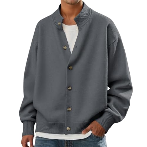 Cárdigan de Hombre Vintage a Rayas Cuello en V, Manga Larga, Botones Frontales, Tejido de Punto clásico