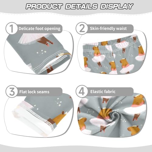 Cute Capybara Ballerina Girls Leggings Soft Stretch Workout Yoga Dance Pants for Kids Casual Tights3