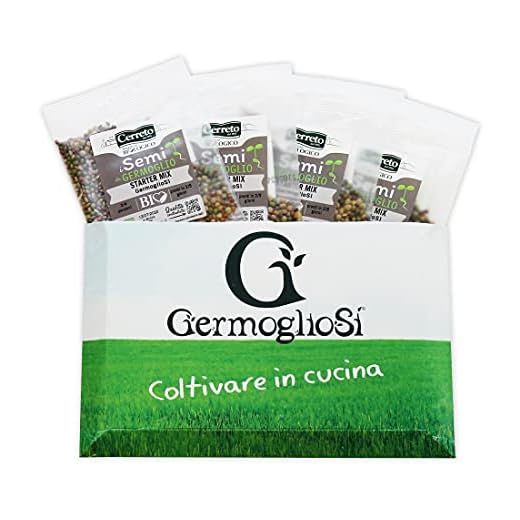 Semi germoglio GREEN Packs INIZIA A GERMOGLIARE nr.4 conf. pronte all’uso da 32gr MISCELA di SEMI selezionati da Germoglio di Azuki Verde, Lenticchia bruna di Montagna, Ravanello China Rose e Daikon
