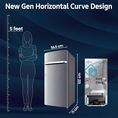 Image of Samsung 189 L, 4 Star, Digital Inverter, Direct-Cool Single Door Refrigerator (RR21H2G24S8 /HL, Silver, Elegant Inox, Single Touch Defrost, 2026 Model)