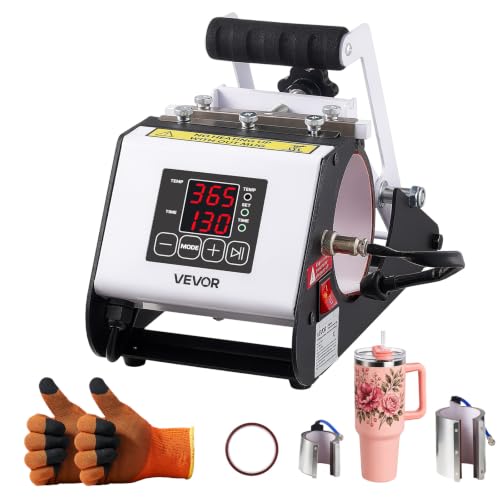 VEVOR Tumbler Heat Press Machine, 40 oz Tumbler Press, Fast and Even Heating, with Tape, Gloves, Easy Temp and Time Setting, Heat Transfer for Sublimation Insulated Tumblers, Cups, Black and White by VEVOR - Used condition - US$77.54