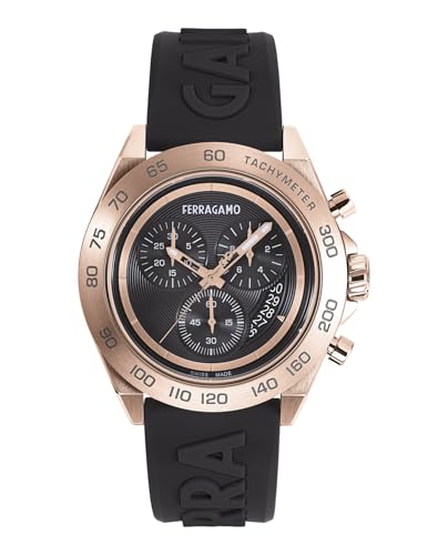 Urban Chrono Collection Luxury Mens Watch Timepieces with a Black Strap and Dial Featuring a Rose Gold Case