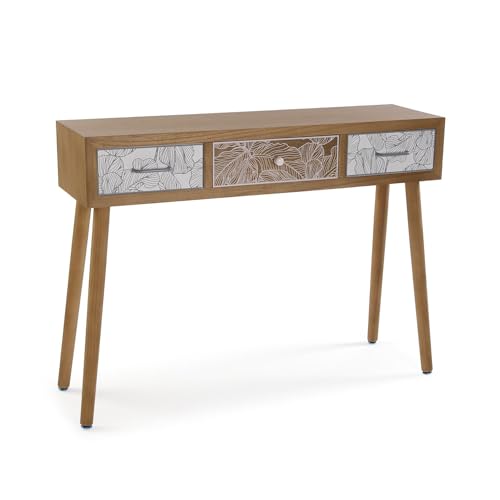 Versa Console Style provençal Gris Palmier, Dimensions (H x L x L) 78 x 30 x 107 cm, Bois MDF,...