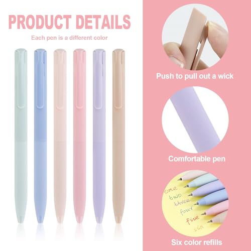 Set de 6 bolígrafos gel retráctiles 0.5mm colores surtidos miniatura 2