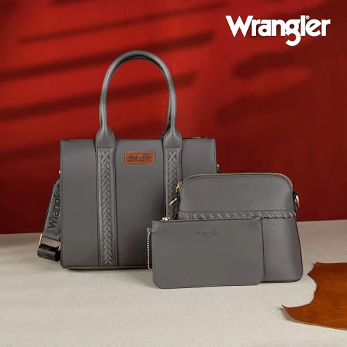 Image of Wrangler 3PCS Purses for Women Tote Bag Crossbody Handbag and Wallet Set with Guitar Strap