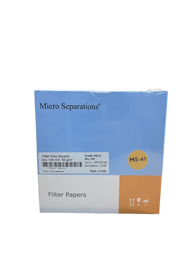 MS Qualitative Filter Paper Grade 41 | 125 mm Diameter | Ashless White Round Filter Paper Sheets for Laboratory Use | Pack of 100 | Chemistry Lab & Science Experiments at School & College-image-40