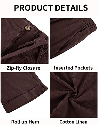 Image of Gafeng Mens Linen Pants Yoga Casual Beach Summer Harem Baggy Trousers