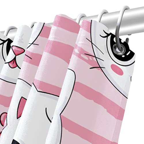 Rideau de douche chat mignon 152x183cm avec 12 crochets - 6