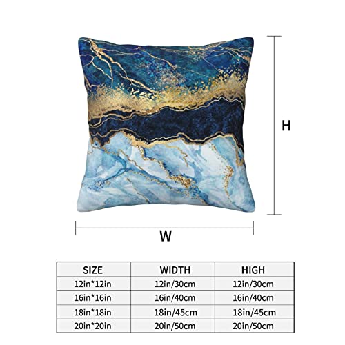 Navy Blue Gold Marble Teal Abstract Farmhouse Throw Pillow Covers 18X18 Inch Fall Pillow Case Soft Pillowcase Cushion Covers Set Of 2 For Sofa Bed Bedroom Car Chair Living Room Home Decorative #TOP1