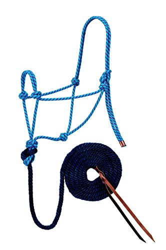 Cabestro de cuerda trenzada azul y rojo ideal para rutas de campo y paseos a caballo
