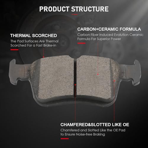 Image of cciyu D914 & D1878 Front & Rear Ceramic Disc Brake Pads Kit For Honda Civic 2016-2021