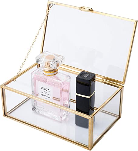 Homtone 14.5x9x5.5cm Golden Vintage Glasbox, Terrarium Retro Schmuckkasten...