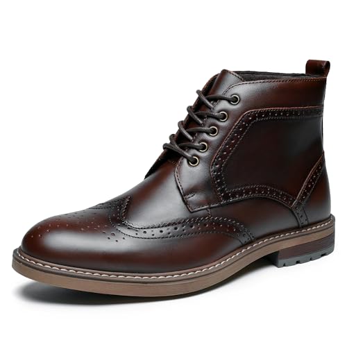 Best Goodyear Welt Dress Boots for Men 12 ArcBrothers Men's Dress Boot For Men Oxford Ankle Boots Dark Brown Dress Boots Genuine Leather Classic Brogue Style