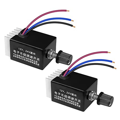 Tnuocke 2 PCS 12V/24V DC Motor Speed Controller Universal,Knob Screw Electronic Stepless Speed Regulator Switch,Adjustable Motor Speed, Automobile Fan HeaterControl, 12V Fan Speed Controller