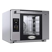 Cadco XAFT-04HS-TD 23 5/8" Bakerlux Touch Half-Size Heavy-Duty Digital Convection Oven w/Bottom Hinged Glass Door for Restaurant Hotel Food Truck Concession, 4 Shelves, Stainless Steel, 208/240V, NSF