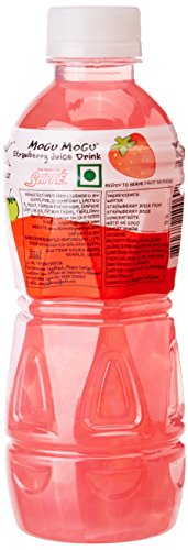 Image of Mogu Mogu Strawberry Juice with Nata de Coco Jelly 320ml (Pack of 18), Refreshing Tropical Thai-Made Sip & Chew Beverage