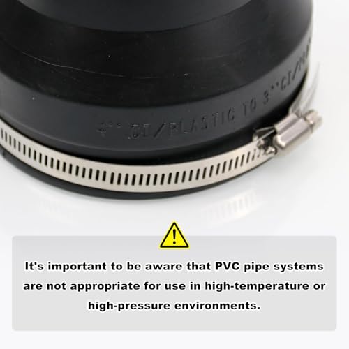 Image of 4 inch to 3 inch Inch Black PVC Reducer Coupler with 2pcs Clamps RV Plumbing compatible with PVC Pipe Coupler Adapter RV Sewer Connection