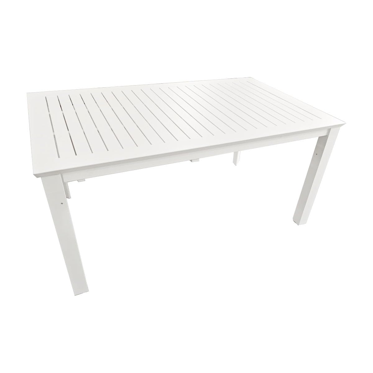 Totò Piccinni Tavolo LINOSA Allungabile in alluminio rettangolare ideale per giardino con piano a doghe dal design moderno (Bianco, Tavolo 160/240x100x76)