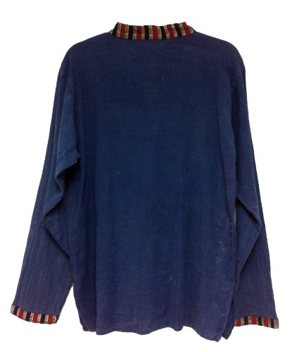 Yak & Yeti Men's Kurta Lightweight Cotton Mandarin Style Collar (XLarge, Blue)2