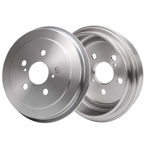 Image of Detroit Axle - Brake Kit for 2003-2008 Toyota Corolla, Front Drilled & | Slotted Brake Rotors Ceramic Brakes Pads Rear Brake Drums Semi-metallic Brake Shoes 2004 2005 2006 2007 Replacement