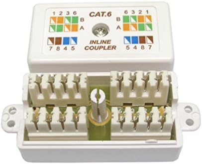 rhinocables® RJ45 Cat 6 Gigabit Inline Punchdown Krone Coupler Joiner for Ethernet Cables (White)