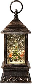SA Products Christmas Glitter Water Spinner Lantern - Indoor Battery-Operated LED Snow Globe - Xmas Tree with Kids, Decorations, Ornaments - Light-Up Decor with Resin Figures - Festive Hanging Lamp