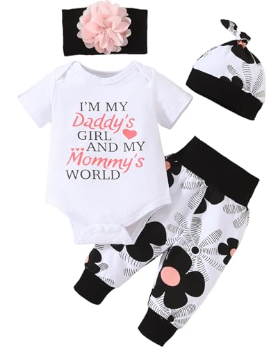Image of Yvowming Newborn Baby Girl Clothes Infant Ruffle Romper Pants Set Summer Outfits Cute Baby Clothes for Girls