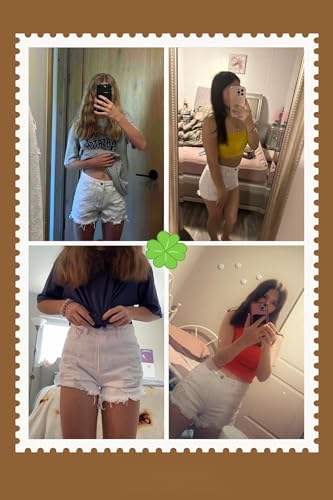 Image of oyyniis Jean Shorts for Teen Girls Ripped Raw Hem High Waist Straight Leg Cute Summer Y2K Denim Shorts 13Y-16Y