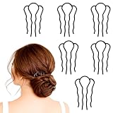 6-teiliges Metall-Haargabel-Set für französische Twist-Frisuren, Haarkämme für Hochsteckfrisuren U-förmige Haargabel-Clips Haarstyling-Werkzeug Vintage Frisuren Accessoires füre Damen