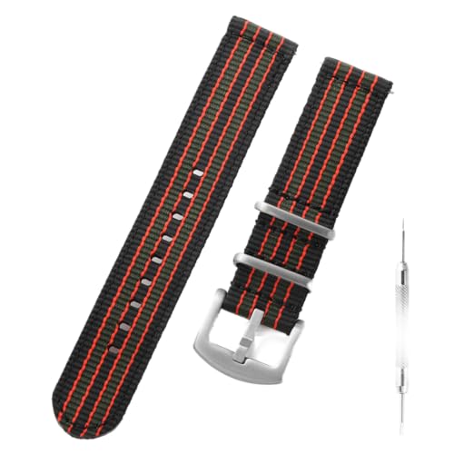 Bracelet de montre en nylon Tactical Frog bicolore vert noir 20mm pour homme et femme