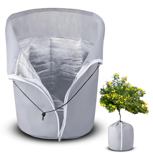 QinyOulhause Protection Hivernale Réutilisable pour Plantes en Pot – Sac de Protection Thermique Contre Le Gel et l’Humidité – Couvre-Pots Isolant pour Jardin, Terrasse et Balcon (50 x 40 cm)